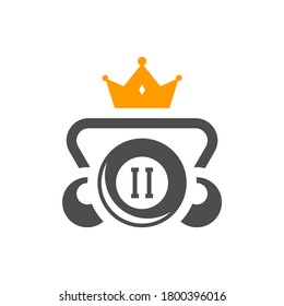 Vector de diseño del logotipo King Billiards. Etiquetas deportivas para el salón de la piscina. Plantilla de logotipo del club Billiards.