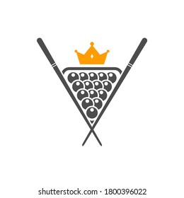 King Billiards logo design vector. Sport labels for poolroom. Billiards club logo template.