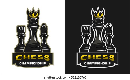 King, bishop, castle, Chess game championship, emblem, logo.