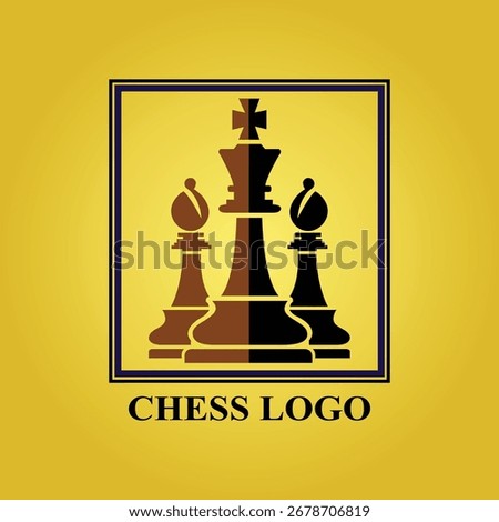 King and Bishops Chess Pieces in a Frame Logo