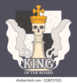 "King of the board" chess design illustration. T-shirt design.