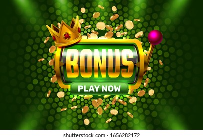 King bonus slots 777 banner casino on the green background. Vector illustration