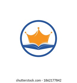 King Book, Vektorgrafik-Logo-Design. Vektorbuch und Kronlogo Konzept.	