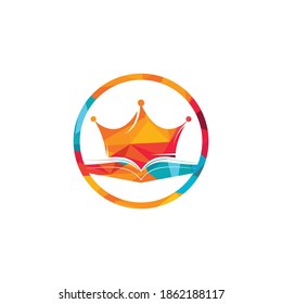 King Book, Vektorgrafik-Logo-Design. Vektorbuch und Kronlogo Konzept.	