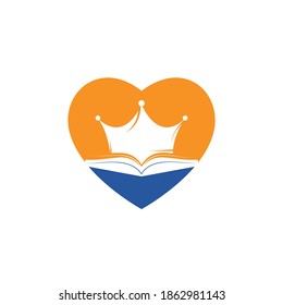 King Book vector logo template design. Vector book and crown logo concept.	