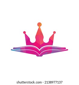 King Book vector logo template design. Vector book and crown logo concept.