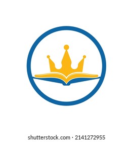King Book vector logo template design. Vector book and crown logo concept.