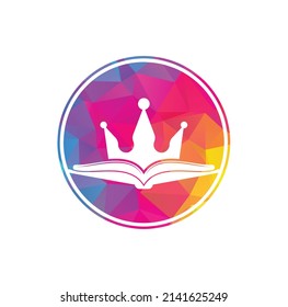 King Book vector logo template design. Vector book and crown logo concept.