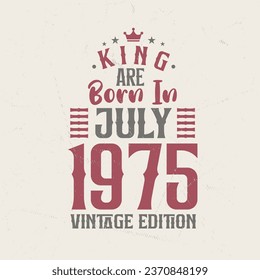 King nace en julio de 1975 Edición de Vintage. King nace en julio de 1975 Retro Viñeta de Cumpleaños Edición