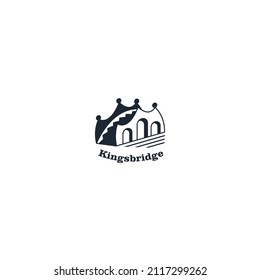 King and Bridge combination logo template. Crown with stair logo.