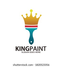King brush logo, brush logo with king crown. The logo for the best brush or paint symbol