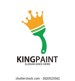 King brush logo, brush logo with king crown. The logo for the best brush or paint symbol