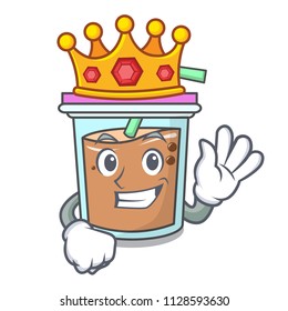 King bubble tea mascot cartoon