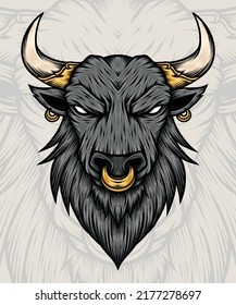 King Bull Illustration. Premium vector