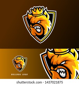 King bulldog dog animal sport or esport gaming mascot logo template, for your team, business, and personal branding