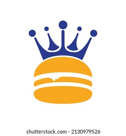 king Burger  vector logo design. Burger with crown icon logo concept.	