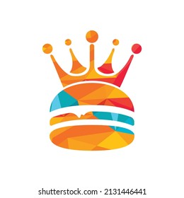 king Burger  vector logo design. Burger with crown icon logo concept.	