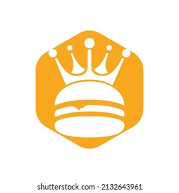 king Burger  vector logo design. Burger with crown icon logo concept.	