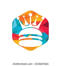 king Burger  vector logo design. Burger with crown icon logo concept.	