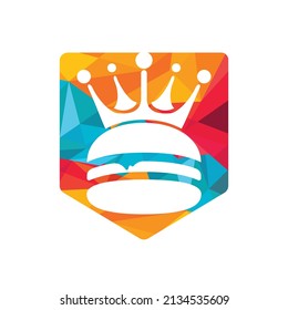 king Burger  vector logo design. Burger with crown icon logo concept.	