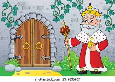 Imagen 1 del tema King by old door - ilustración del vector eps10.