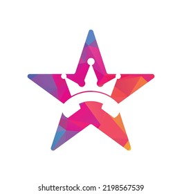 King Call Star Shape Vector Logo Design. Handset And Crown Icon Design.