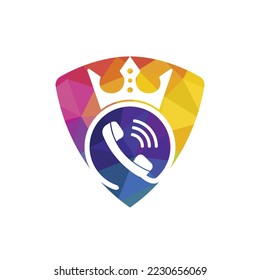 King call vector logo design. Handset and crown icon design.