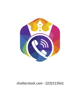 King call vector logo design. Handset and crown icon design.