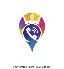 King call vector logo design. Handset and crown icon design.
