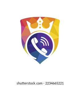 King call vector logo design. Handset and crown icon design.