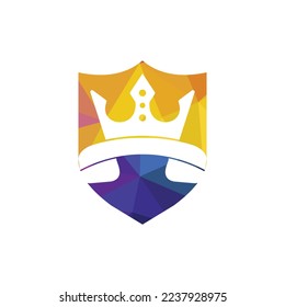 Diseño del logo del vector de llamada King. Diseño de iconos de auriculares y copas.	