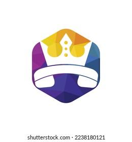 King call vector logo design. Handset and crown icon design.	