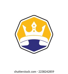 King call vector logo design. Handset and crown icon design.	