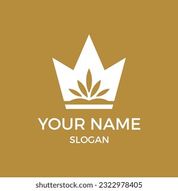 King cannabis leaf logo. king cannabis plant logo vector