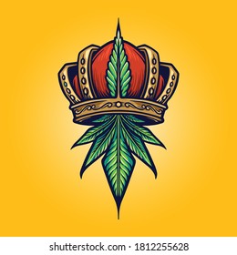 King Cannabis Logo Weed shop and company Illustrations 