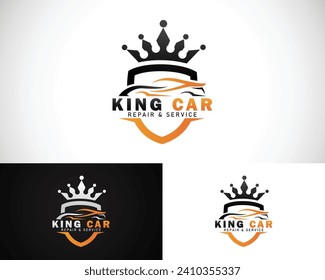 king car logo creative rental service , repair design concept motor sport