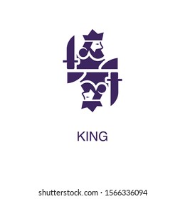 King card element in flat simple style on white background. King card icon, with text name concept