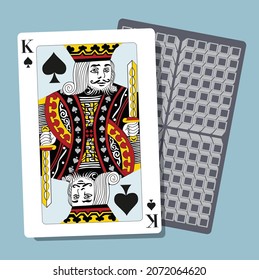 King card illustration (playing card) spades
front and back on a orange background for
 making poster website card Other designs