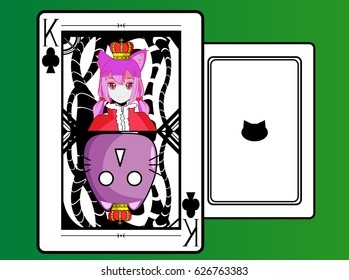 king card,cartoon character design cute cat girl