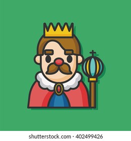king cartoon character vector icon