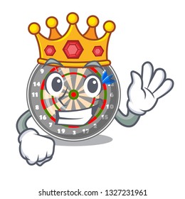 King cartoon dartcoard next to wooden table