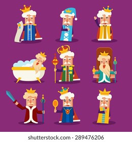 King Cartoon Emotion Vector Illustration Set