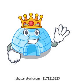 King cartoon ice house igloo on snowing day