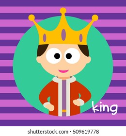 King cartoon kids drawing with colorful background vector illustration design.