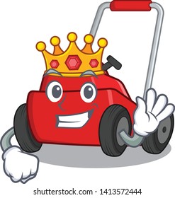 King cartoon lawnmower.