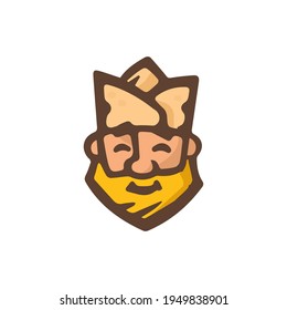 King cartoon vector illustration isolated in white background. Good, merry king wearing crown and mantle. Stocky and fat old white skinned, kind and happy king.
