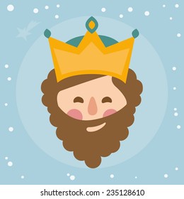 king Caspar. face vectorized on a starry sky