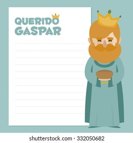 king Caspar. vectorized letter on a green background
