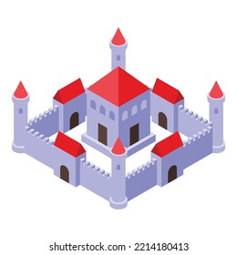 King castle icon isometric vector. Medieval people. Peasant knight