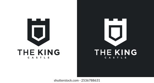 The king castle logo, shield castle design with creative idea. Premium Vector